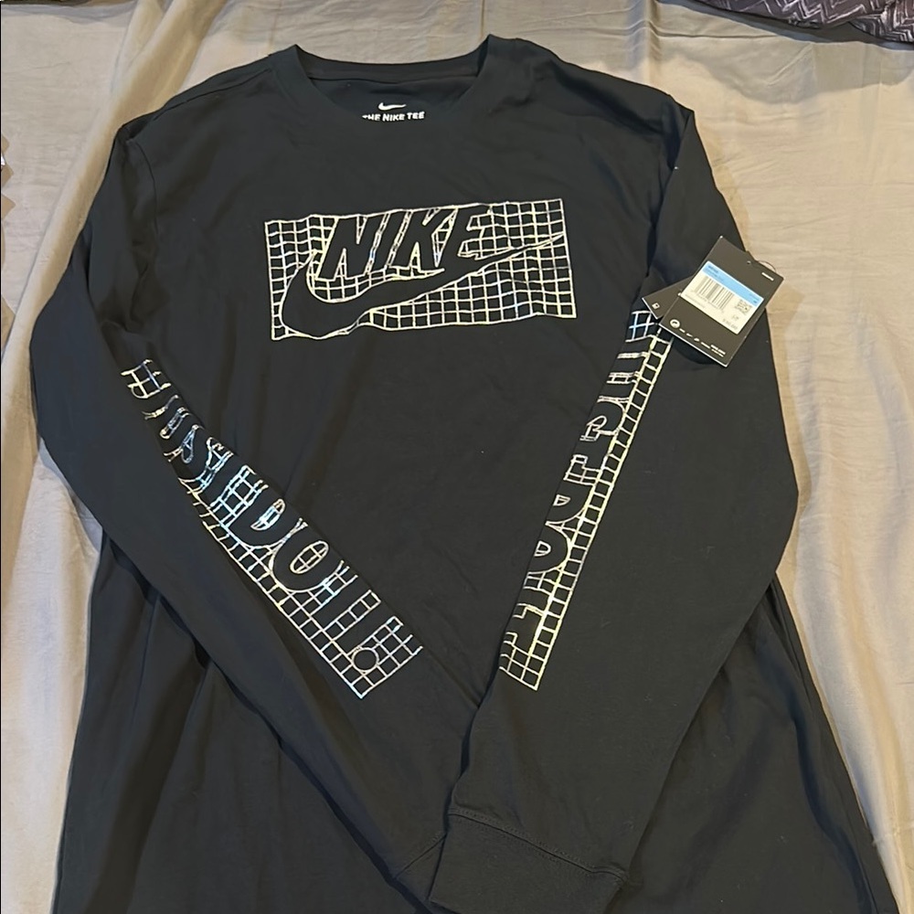 Nike Black Long Sleeve Tee with Geometric Design